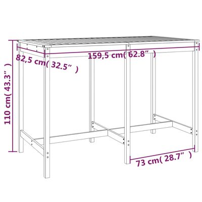 vidaXL 7-tlg. Gartenbar-Set Honigbraun Massivholz Kiefer