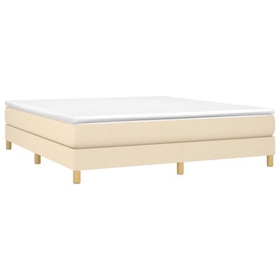 vidaXL Boxspringbett mit Matratze Creme 180x200 cm Stoff