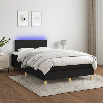 vidaXL Boxspringbett mit Matratze & LED Schwarz 120x190 cm Stoff