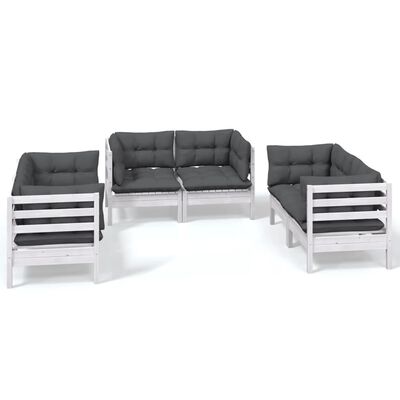 vidaXL 6-tlg. Garten-Lounge-Set mit Kissen Massivholz Kiefer