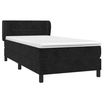 vidaXL Boxspringbett mit Matratze Schwarz 90x200 cm Samt