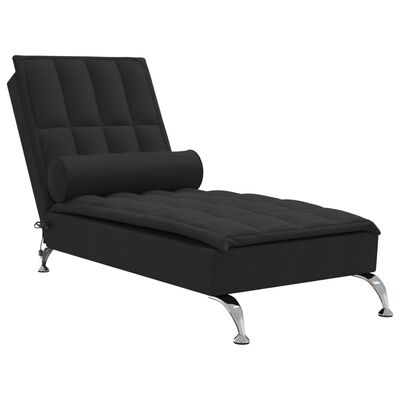 vidaXL Massage-Chaiselongue mit Nackenrolle Schwarz Stoff