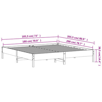 vidaXL Massivholzbett ohne Matratze Weiß 180x200 cm Kiefernholz