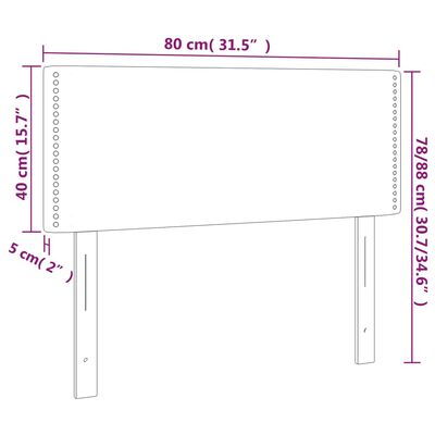 vidaXL LED Kopfteil Hellgrau 80x5x78/88 cm Samt