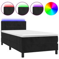 vidaXL Boxspringbett mit Matratze & LED Schwarz 80x200 cm Samt