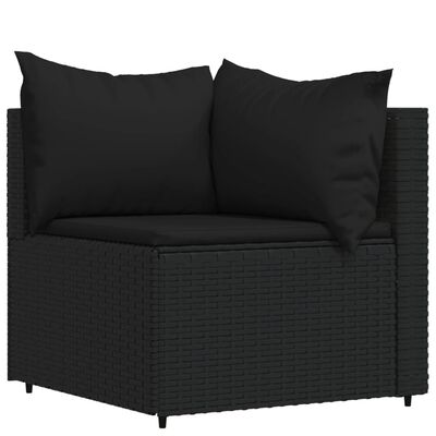 vidaXL 4-tlg. Garten-Lounge-Set mit Kissen Schwarz Poly Rattan