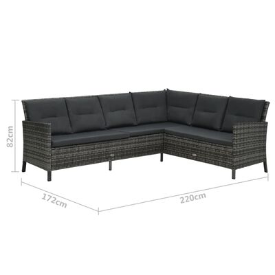 vidaXL 4-tlg. Garten-Lounge-Set mit Kissen Poly Rattan Grau