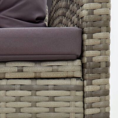 vidaXL 2-tlg. Garten-Lounge-Set mit Kissen Poly Rattan Grau