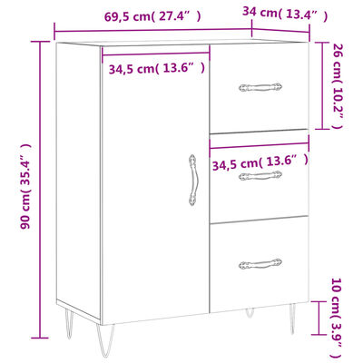 vidaXL Sideboard Betongrau 69,5x34x90 cm Holzwerkstoff