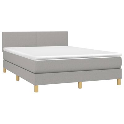 vidaXL Boxspringbett mit Matratze Hellgrau 140x200 cm Stoff