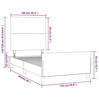 vidaXL Bettgestell mit Kopfteil Weiß 100x200 cm Kunstleder