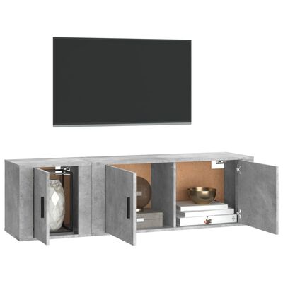 vidaXL 2-tlg. TV-Schrank-Set Betongrau Holzwerkstoff