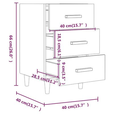 vidaXL Nachttisch Braun Eichen-Optik 40x40x66 cm Holzwerkstoff