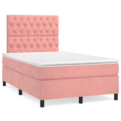 vidaXL Boxspringbett mit Matratze Rosa 120x200 cm Samt