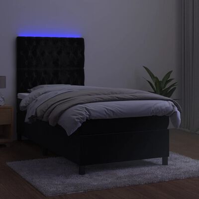 vidaXL Boxspringbett mit Matratze & LED Schwarz 100x200 cm Samt