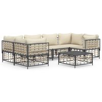 vidaXL 7-tlg. Garten-Lounge-Set mit Kissen Anthrazit Poly Rattan