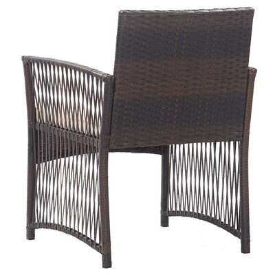 vidaXL Gartensessel mit Sitzkissen 2 Stk. Braun Poly Rattan