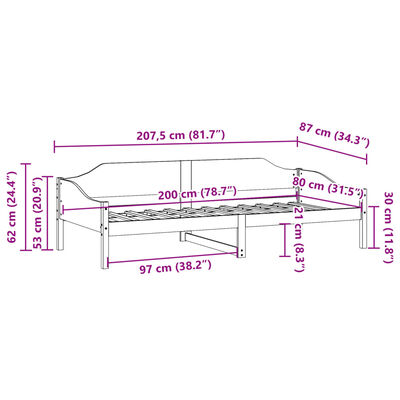 vidaXL Massivholzbett ohne Matratze Weiß 80x200 cm Kiefernholz