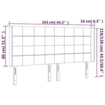 vidaXL LED Kopfteil Dunkelblau 163x16x118/128 cm Samt