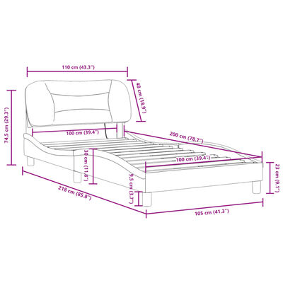 vidaXL Bettgestell mit LED Schwarz 100x200 cm Stoff