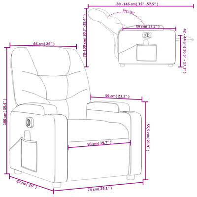 vidaXL Massagesessel Elektrisch Cappuccino-Braun Kunstleder