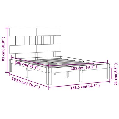 vidaXL Massivholzbett mit Kopfteil