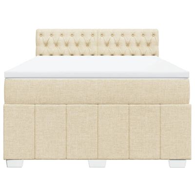 vidaXL Boxspringbett mit Matratze Creme 140x190 cm Stoff