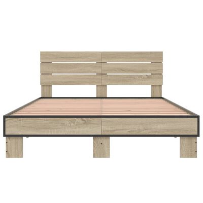 vidaXL Bettgestell Sonoma-Eiche 140x190 cm Holzwerkstoff und Metall