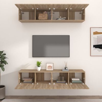 vidaXL TV-Schränke 4 Stk. Sonoma-Eiche 80x30x30 cm Holzwerkstoff