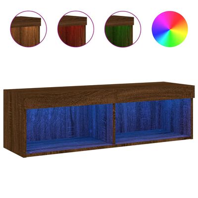 vidaXL TV-Schrank mit LED-Leuchten Braun Eichen-Optik 100x30x30 cm