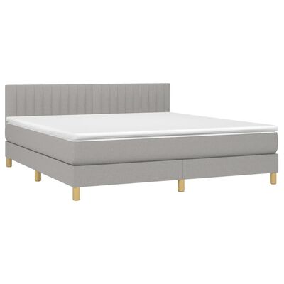 vidaXL Boxspringbett mit Matratze Hellgrau 180x200 cm Stoff