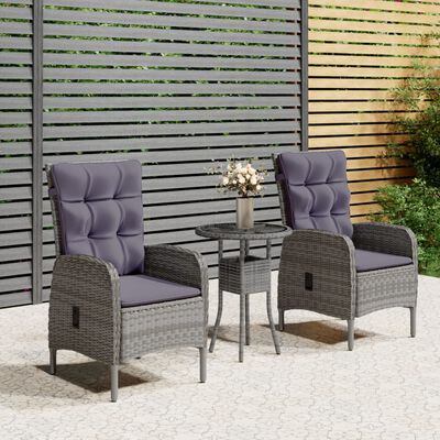 vidaXL 3-tlg. Garten-Bistro-Set Poly Rattan Grau