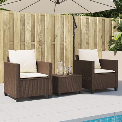 vidaXL 3-tlg. Bistro-Set mit Kissen Braun Poly Rattan