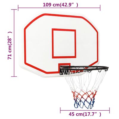 vidaXL Basketballkorb Weiß 109x71x3 cm Polyethylen