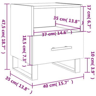 vidaXL Nachttische 2 Stk. Weiß 40x35x47,5 cm Holzwerkstoff