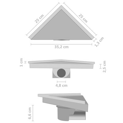 vidaXL Duschablauf 2-in-1 Abdeckung 25×25 cm Edelstahl