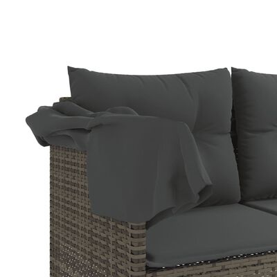 vidaXL 5-tlg. Garten-Sofagarnitur mit Kissen Grau Poly Rattan