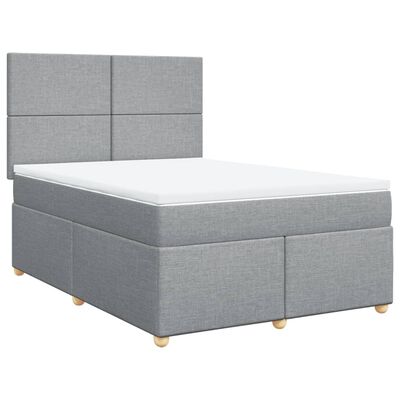 vidaXL Boxspringbett mit Matratze Hellgrau 140x200 cm Stoff