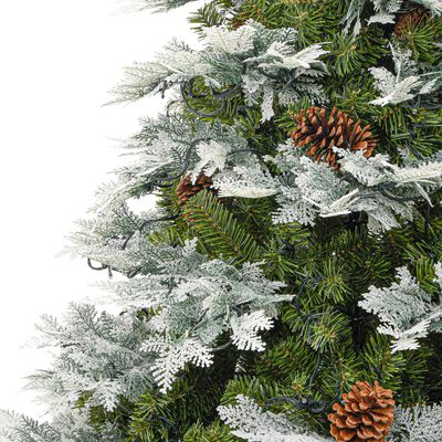 vidaXL Weihnachtsbaum mit Beleuchtung und Kiefernzapfen Grün 195 cm