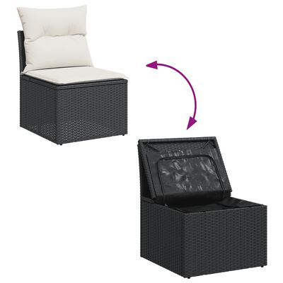 vidaXL 4-tlg. Garten-Sofagarnitur mit Kissen Schwarz Poly Rattan