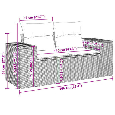 vidaXL 10-tlg. Garten-Sofagarnitur mit Kissen Beige Poly Rattan