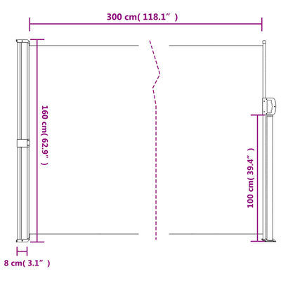 vidaXL Seitenmarkise Ausziehbar Anthrazit 160x300 cm