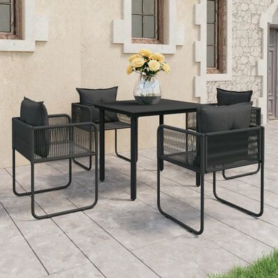 vidaXL 5-tlg. Garten-Essgruppe PVC Rattan Schwarz