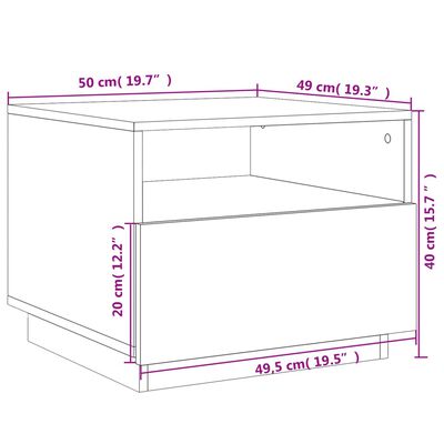 vidaXL Couchtisch mit LED-Leuchten Weiß 50x49x40 cm