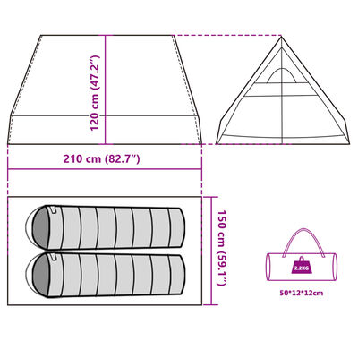 vidaXL Campingzelt A-Form 2 Personen Grau Wasserdicht