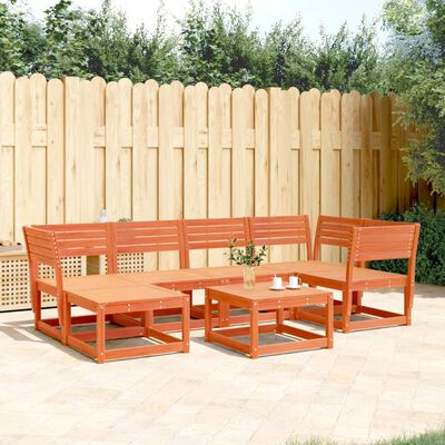 vidaXL 6-tlg. Garten-Sofagarnitur Wachsbraun Massivholz Kiefer