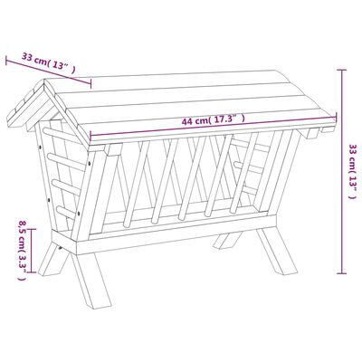 vidaXL Heuraufe für Kaninchen 44x33x33 cm Massivholz Tanne