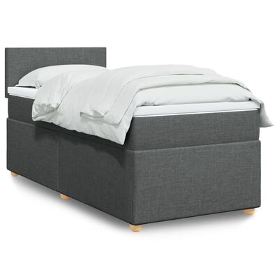 vidaXL Boxspringbett mit Matratze Dunkelgrau Stoff