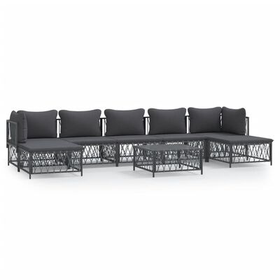 vidaXL 8-tlg. Garten-Lounge-Set mit Kissen Anthrazit Stahl