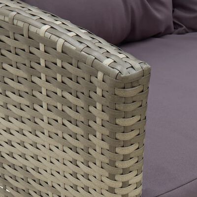 vidaXL 2-tlg. Garten-Lounge-Set mit Kissen Poly Rattan Grau